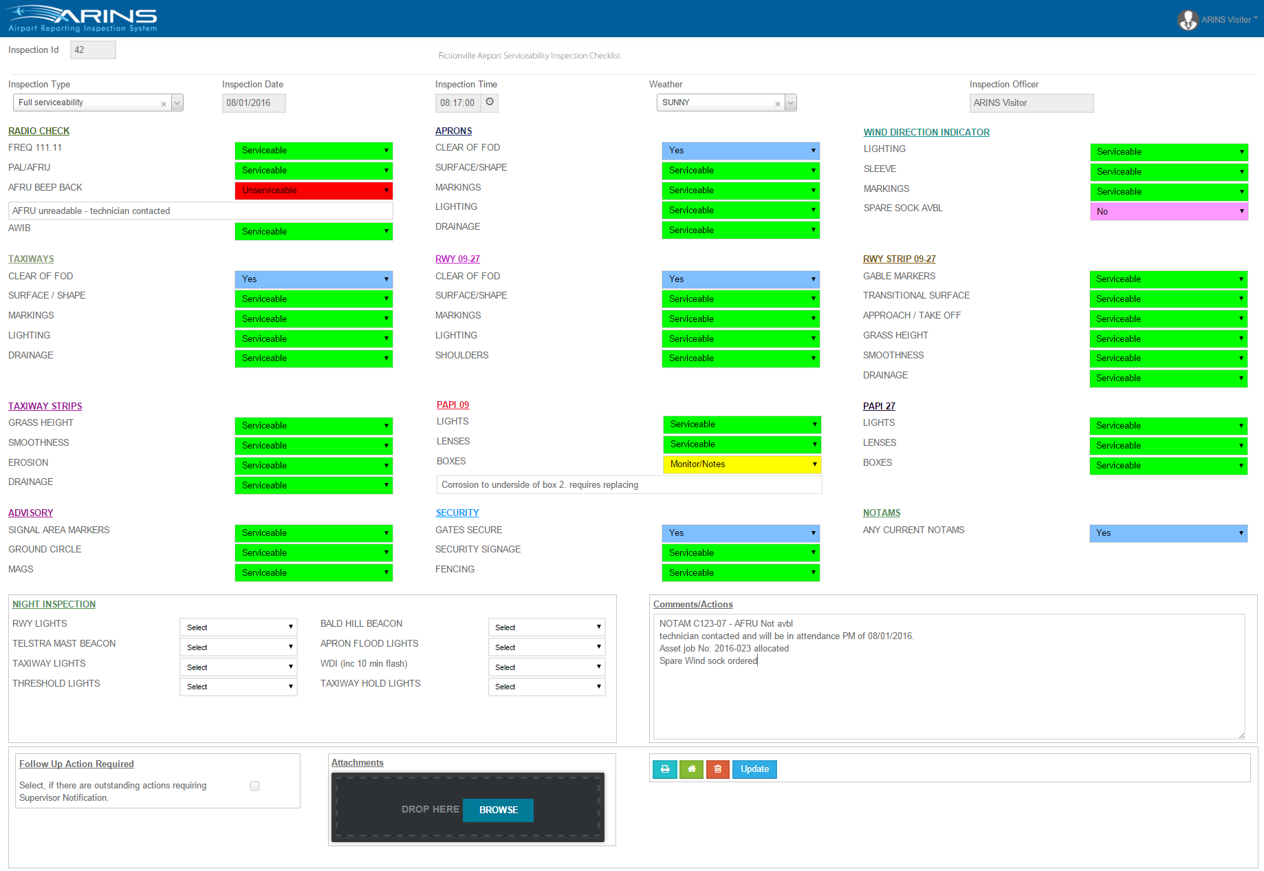 arins serviceability form